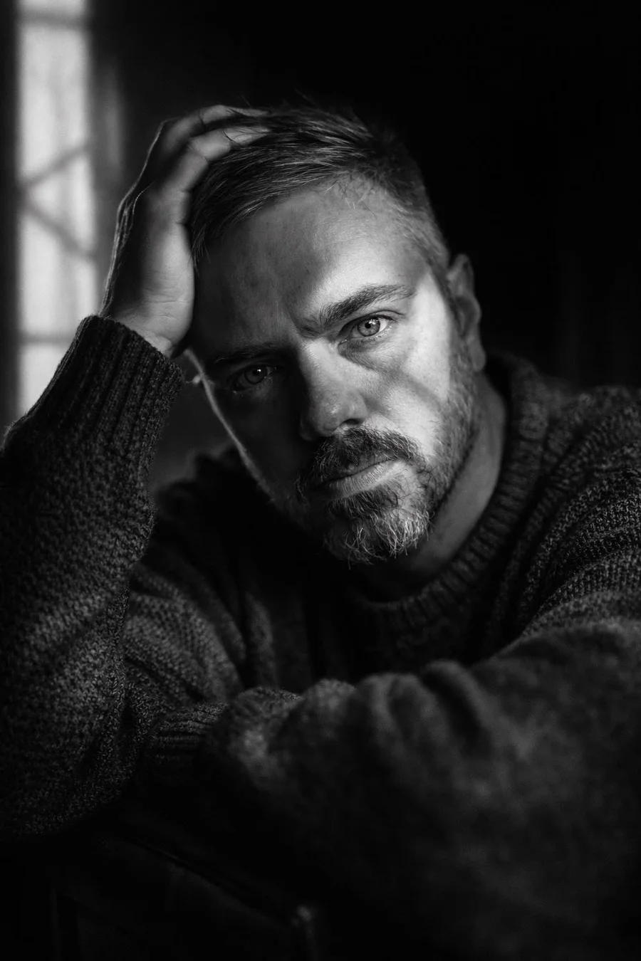 Portrett av Christian Hermansen i svart-hvitt